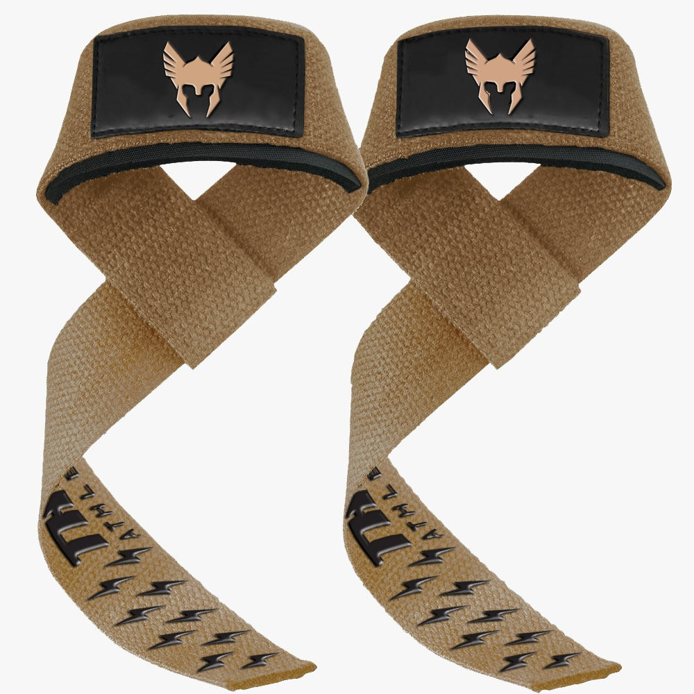 thor athletics lifting straps camel met zwarte extra grip mock-up